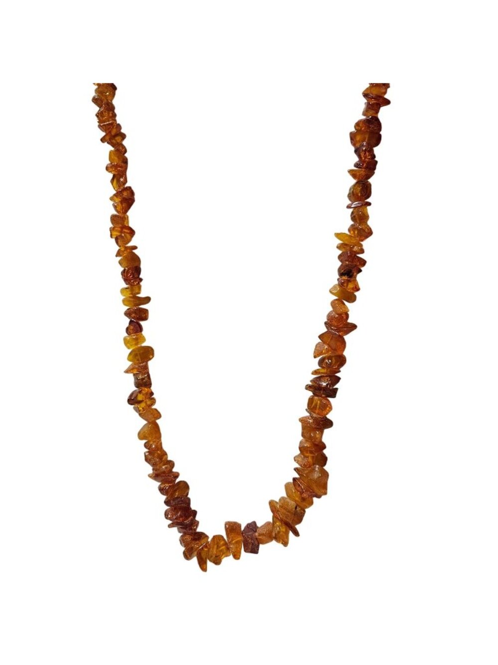 Vintage Faux Amber Chip Bead Necklace Orange Chunky Retro 60s 70s Fashion